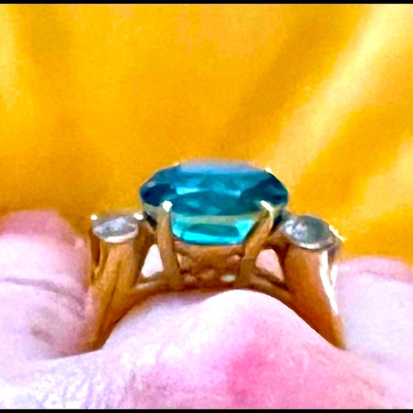 ☀️Vtg☀️14K w/Swiss Blue & White Topaz - Picture 8 of 10